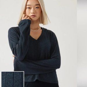 Athleta Harmony Hoodie Sweatshirt bell sleeve Sardinia blue heather MEDIUM